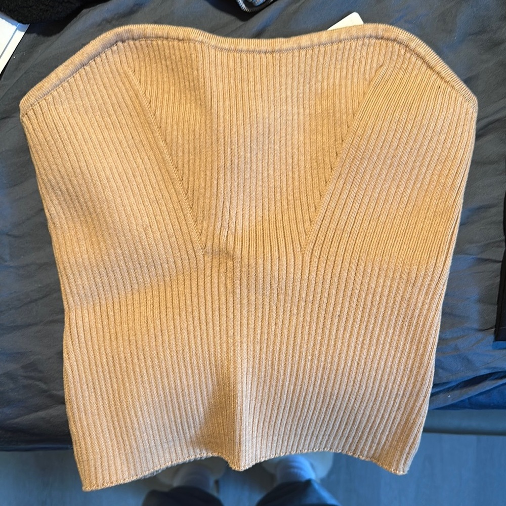 Tan Ribbed Women's Sweater